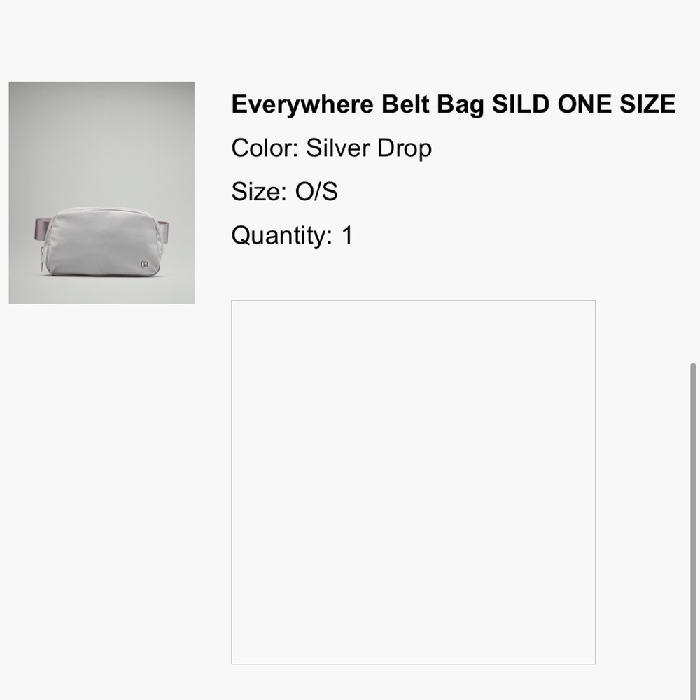 Lululemon Everyday Belt Bag Silver Drop NWT